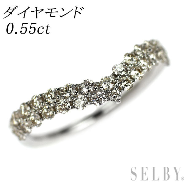 Pt950 ダイヤモンド リング 0.55ct V字