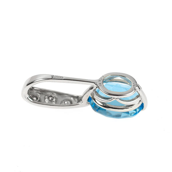 Pt900 オーバル ブルートパーズ ダイヤモンド ペンダントトップ 2.48ct D0.04ct