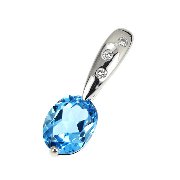Pt900 オーバル ブルートパーズ ダイヤモンド ペンダントトップ 2.48ct D0.04ct