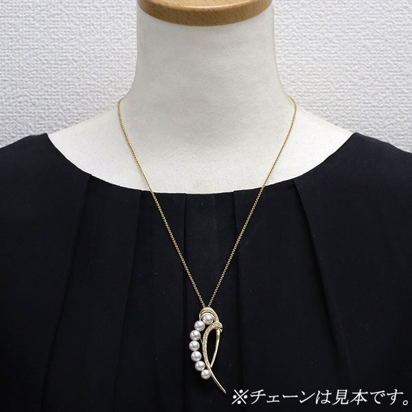 田崎真珠 K18YG アコヤ 真珠 ダイヤモンド ブローチ兼ペンダントトップ 径約5.8-6.7mm D0.17ct
