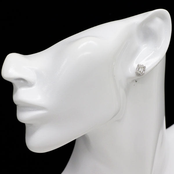新品 Pt950/ Pt900 エメラルドカット ダイヤモンド ピアス 1.218ct J/L VS1/VS2 D0.24ct【エスコレ】