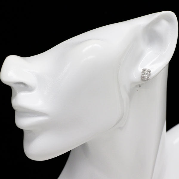 新品 Pt950/ Pt900 エメラルドカット ダイヤモンド ピアス 1.073ct I VS1 D0.24ct【エスコレ】