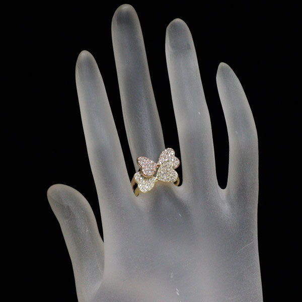 K18YG/PG ダイヤモンド リング 0.71ct リボン ハート パヴェ
