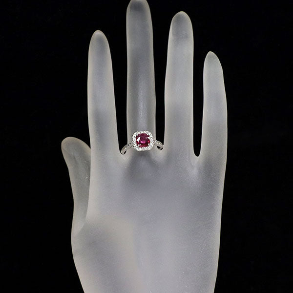 K18WG ルビー ダイヤモンド リング 1.24ct D0.615ct