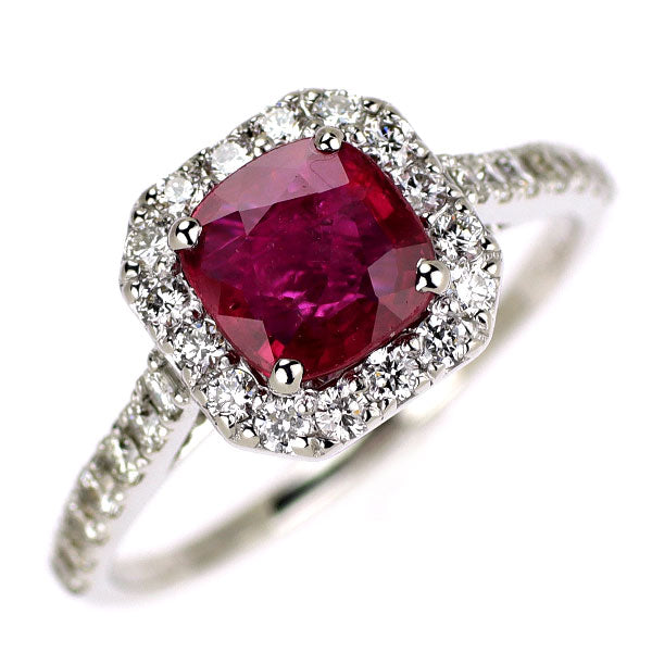 K18WG ルビー ダイヤモンド リング 1.24ct D0.615ct