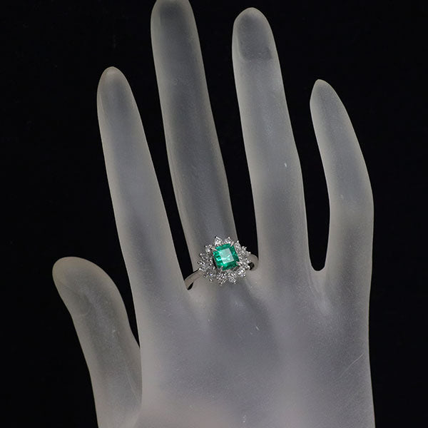 Pt900 エメラルド ダイヤモンド リング 1.13ct D0.73ct