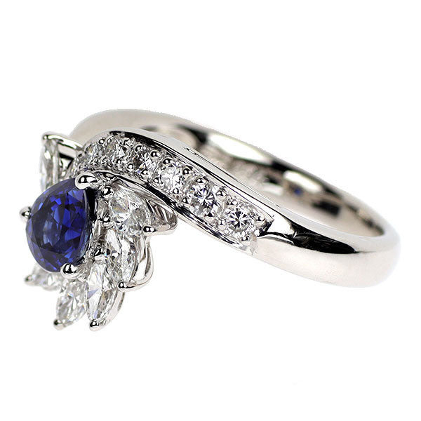 Pt900 サファイア ダイヤモンド リング 0.94ct D0.92ct