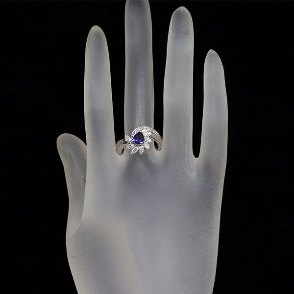 Pt900 サファイア ダイヤモンド リング 0.94ct D0.92ct