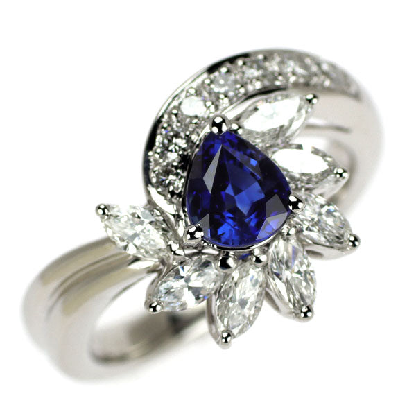 Pt900 サファイア ダイヤモンド リング 0.94ct D0.92ct
