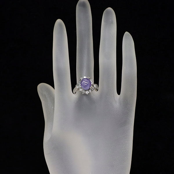 Pt900 バイオレットスターサファイア ダイヤモンド リング 6.17ct D0.82ct