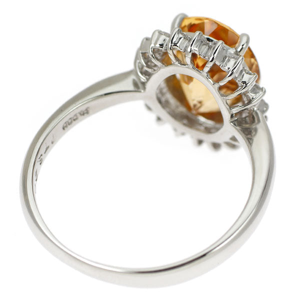 Pt900 インペリアル トパーズ ダイヤモンド リング 3.20ct D0.18ct