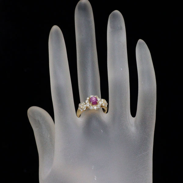 K18YG ピンクスターサファイア ダイヤモンド リング 1.08ct D0.92ct