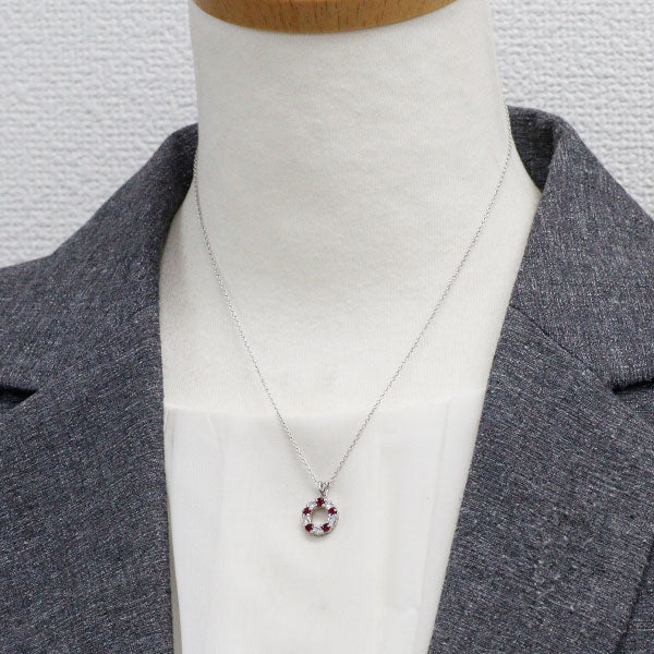 セイコー Pt850 ルビー ダイヤモンド ペンダントネックレス 0.42ct D0.34ct