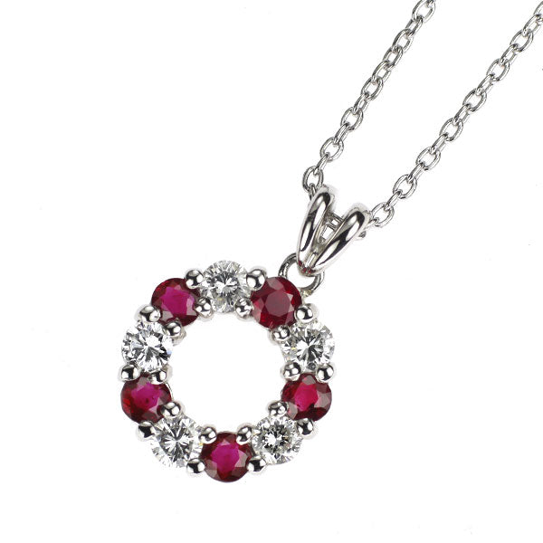 セイコー Pt850 ルビー ダイヤモンド ペンダントネックレス 0.42ct D0.34ct