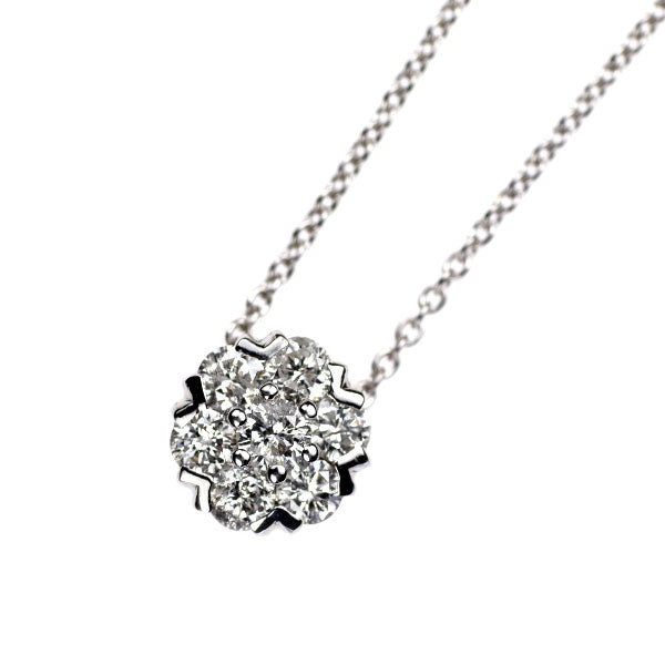K18WG ダイヤモンド ペンダントネックレス 0.30ct フラワー