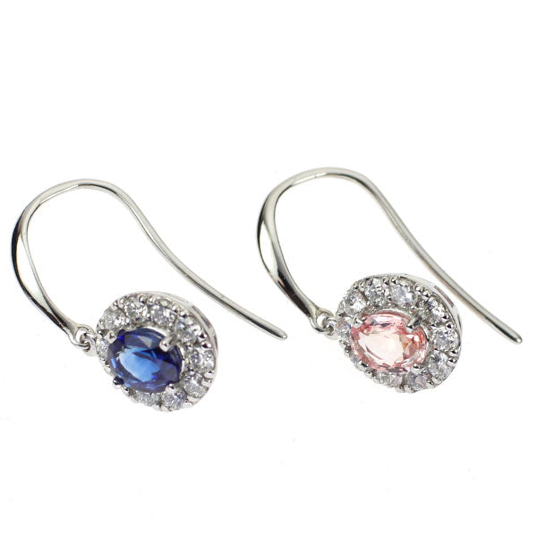 Pt950/ Pt900 パパラチア/ブルーサファイア ダイヤモンド ピアス 0.93ct D0.48ct