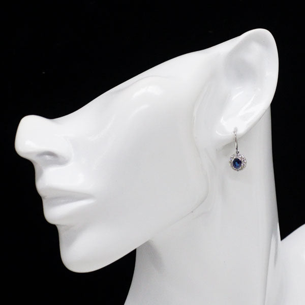 Pt950/ Pt900 パパラチア/ブルーサファイア ダイヤモンド ピアス 0.93ct D0.48ct