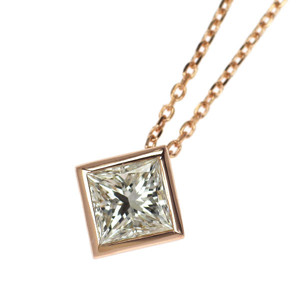 K18PG プリンセスカット ダイヤモンド ペンダントネックレス 0.70ct G SI1