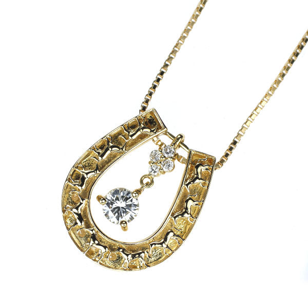 K18YG ダイヤモンド ペンダントネックレス 0.35ct 馬蹄 2way