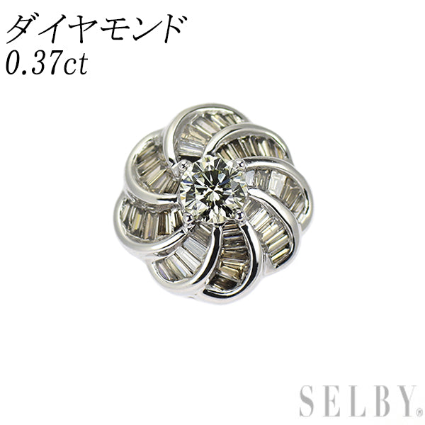 K18WG ダイヤモンド ペンダントトップ 0.37ct フラワー
