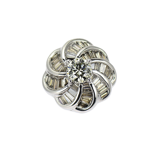K18WG ダイヤモンド ペンダントトップ 0.37ct フラワー