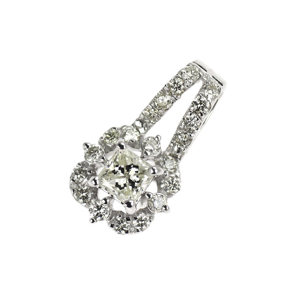 K18WG プリンセスカット ダイヤモンド ペンダントトップ 0.20ct D0.20ct