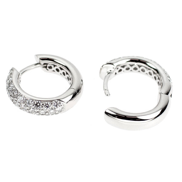 K18WG ダイヤモンド ピアス 0.93ct フープ