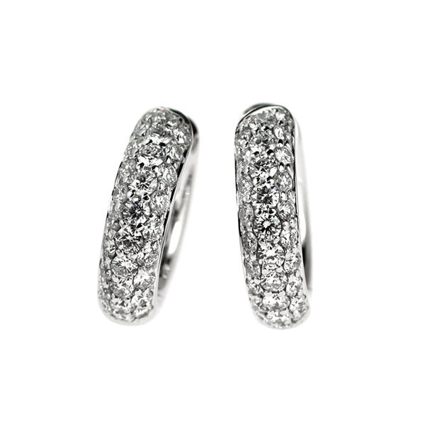 K18WG ダイヤモンド ピアス 0.93ct フープ