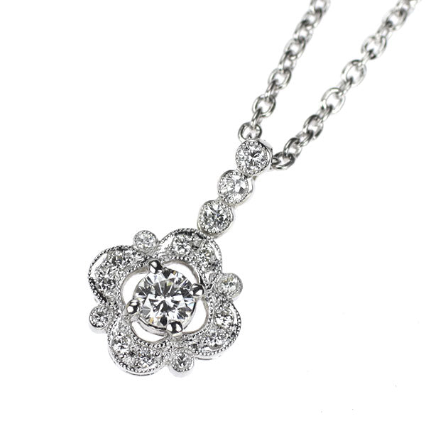 Pt950/ Pt850 ダイヤモンド ペンダントネックレス 0.18ct D0.14ct フラワー
