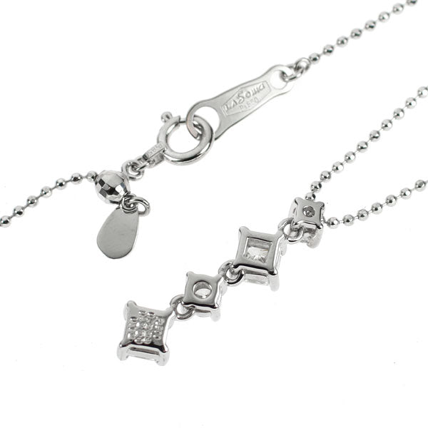 Pt900/ Pt850 プリンセスカット ダイヤモンド ペンダントネックレス 0.449ct Ｄ0.12ct
