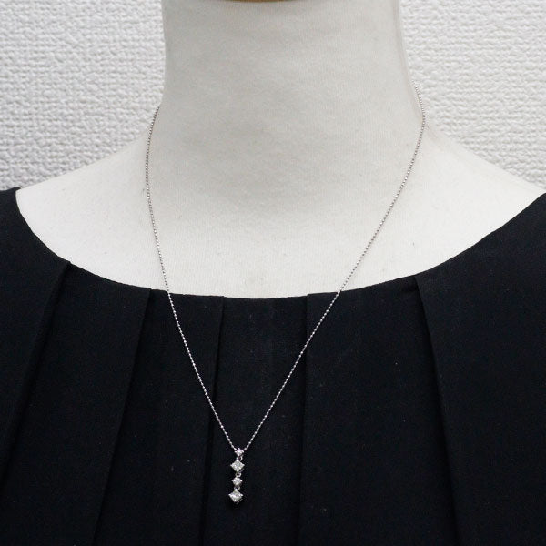Pt900/ Pt850 プリンセスカット ダイヤモンド ペンダントネックレス 0.449ct Ｄ0.12ct