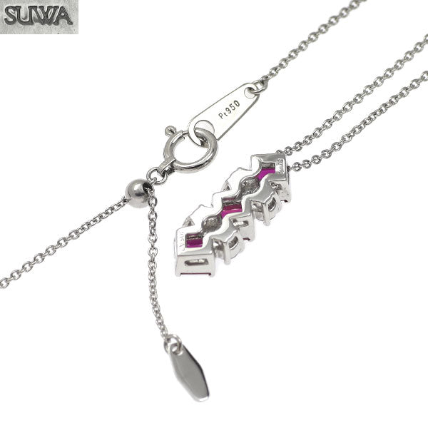 SUWA Pt950 ルビー ダイヤモンド ペンダントネックレス