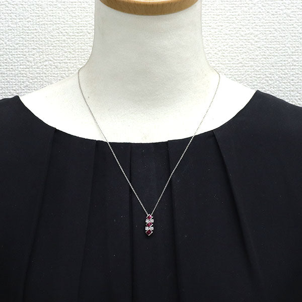 SUWA Pt950 ルビー ダイヤモンド ペンダントネックレス