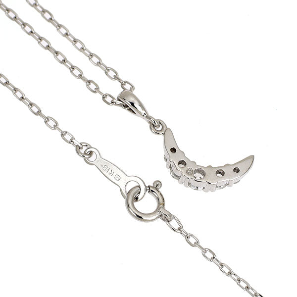 ミキモト K18WG ダイヤモンド ペンダントネックレス 0.17ct 月