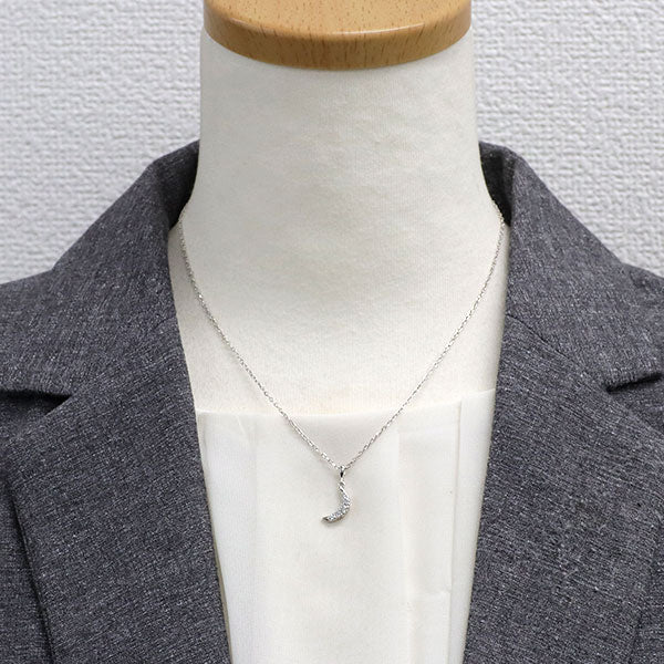 ミキモト K18WG ダイヤモンド ペンダントネックレス 0.17ct 月