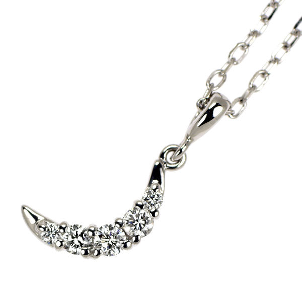 ミキモト K18WG ダイヤモンド ペンダントネックレス 0.17ct 月