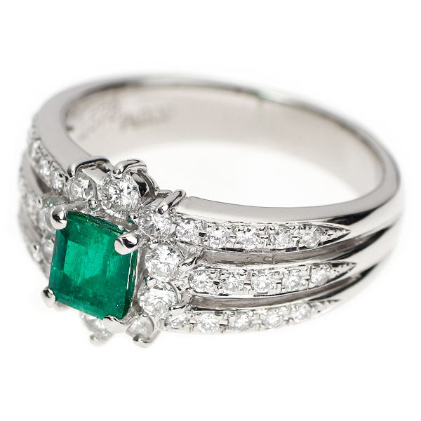Pt900 エメラルド ダイヤモンド リング 0.578ct D0.62ct