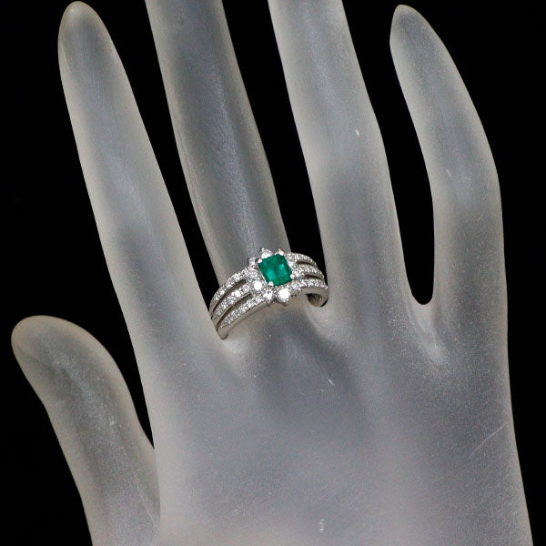 Pt900 エメラルド ダイヤモンド リング 0.578ct D0.62ct