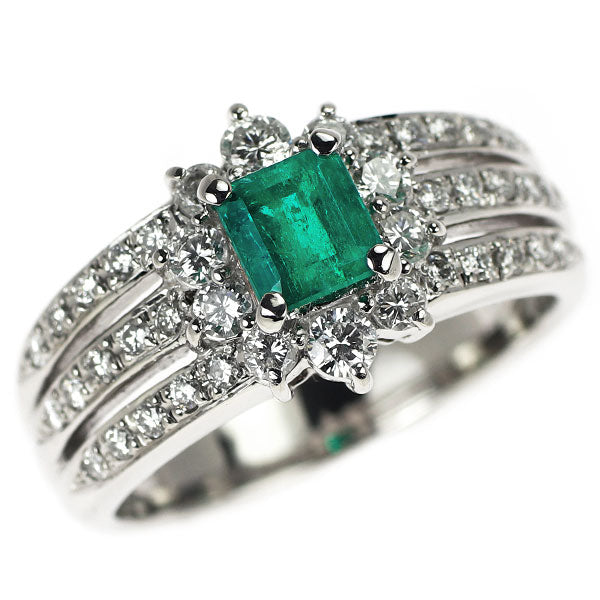Pt900 エメラルド ダイヤモンド リング 0.578ct D0.62ct