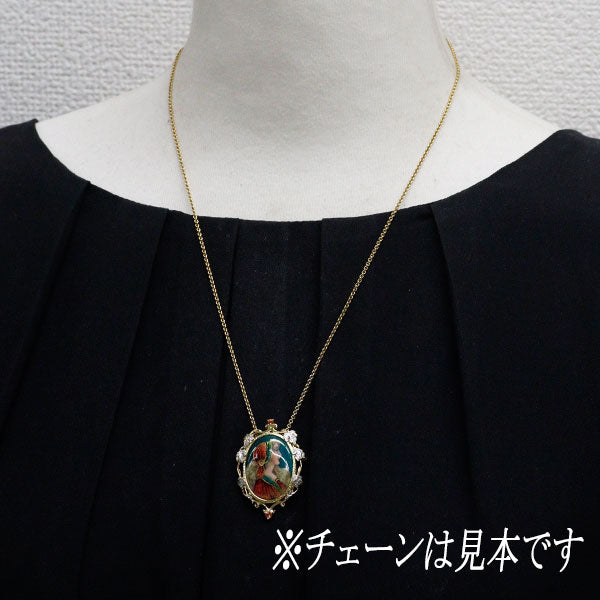 梶光夫 エマイユ/K18YG/WG オレンジサファイア ブローチ兼ペンダントトップ