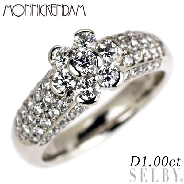 モニッケンダム Pt900 ダイヤモンド リング 1.00ct フラワー パヴェ
