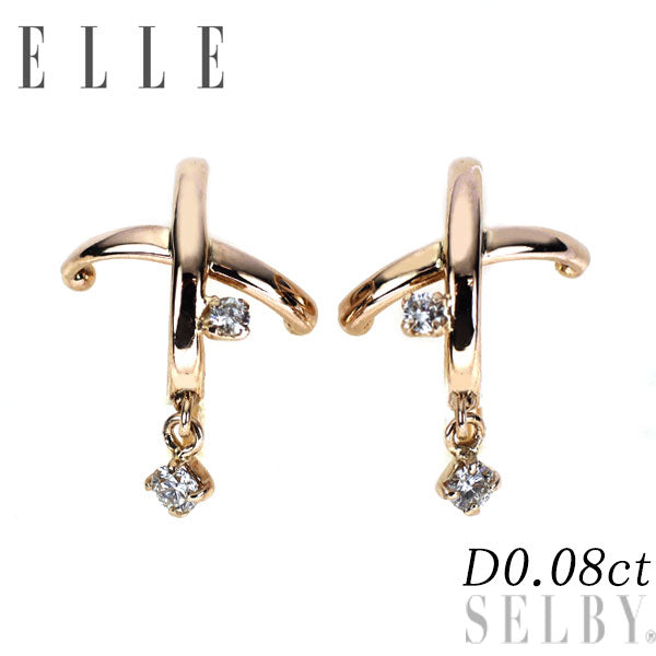 ELLE K18PG ダイヤモンド イヤリング 0.08ct
