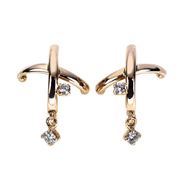 ELLE K18PG ダイヤモンド イヤリング 0.08ct