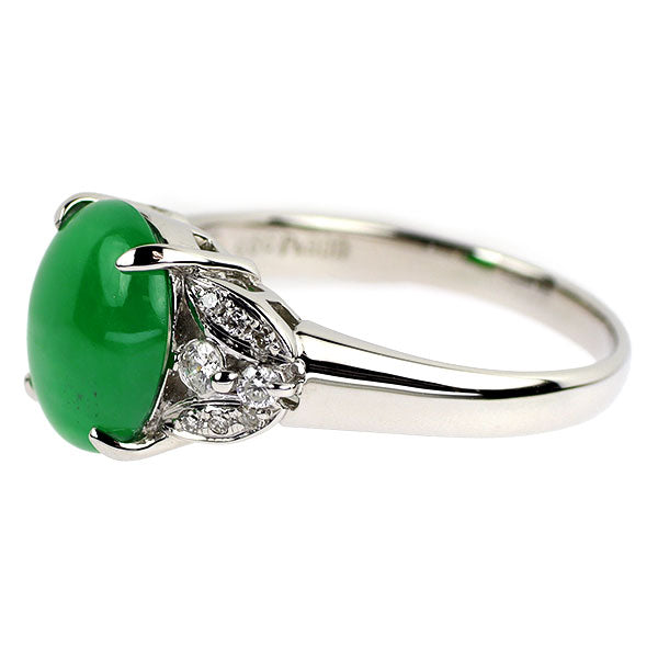 Pt900 翡翠 ダイヤモンド リング 4.56ct D0.27ct
