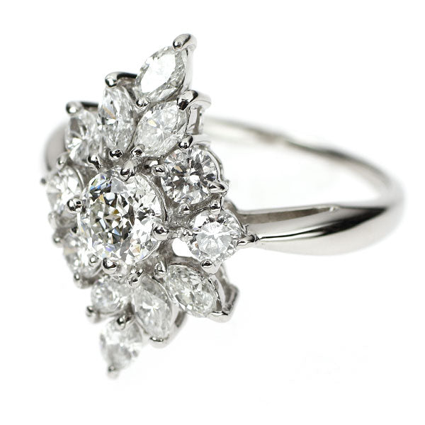 Pt900 多面カット ダイヤモンド リング 0.518ct H SI1 D1.15ct