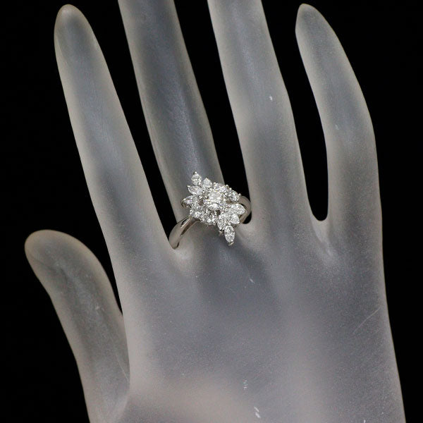 Pt900 多面カット ダイヤモンド リング 0.518ct H SI1 D1.15ct