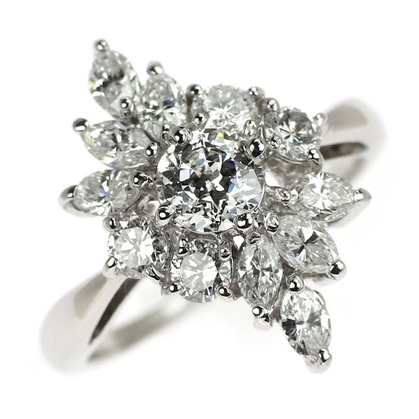 Pt900 多面カット ダイヤモンド リング 0.518ct H SI1 D1.15ct