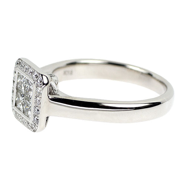 K18WG プリンセスカット ダイヤモンド  リング 0.54ct D0.18ct ミステリーセッティング