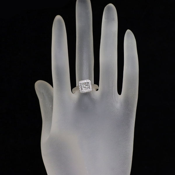 K18WG プリンセスカット ダイヤモンド  リング 0.54ct D0.18ct ミステリーセッティング