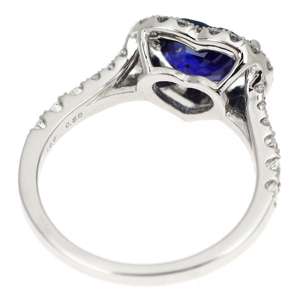 Pt950 ハートシェイプ サファイア ダイヤモンド リング 1.89ct D0.50ct